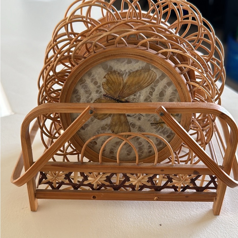 Antique Butterfly Coasters Rattan Boho